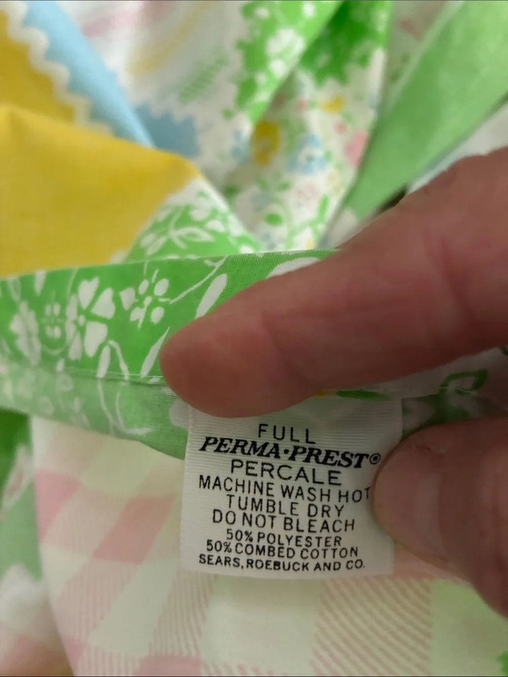 Perma Prest Sears Vintage 1960s 1970s Retro Patchwork Cottagecore Sheets FULL